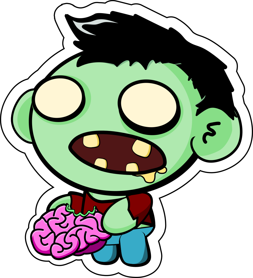 A cute cartoon Zomblet zombie sticker